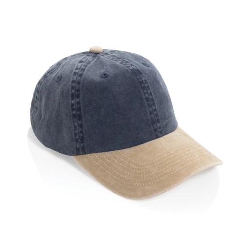 BEAU AWARE™ 6 paneles kétszínű pamut twill sapka (270 g/m²) Kék 