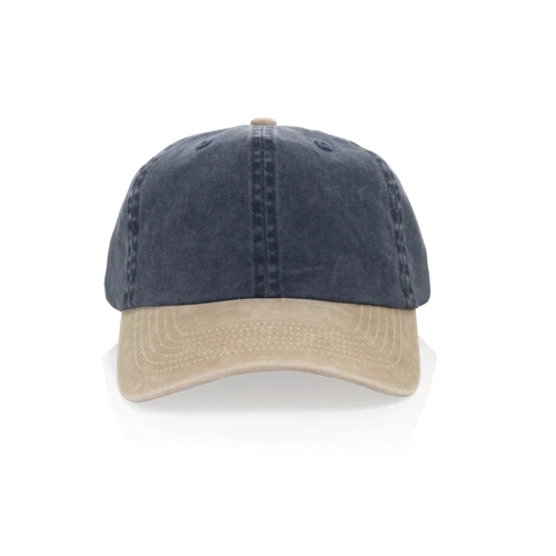BEAU AWARE™ 6 paneles kétszínű pamut twill sapka (270 g/m²) Kék 
