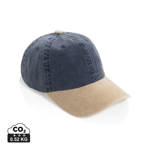 BEAU AWARE™ 6 paneles kétszínű pamut twill sapka (270 g/m²) Kék 
