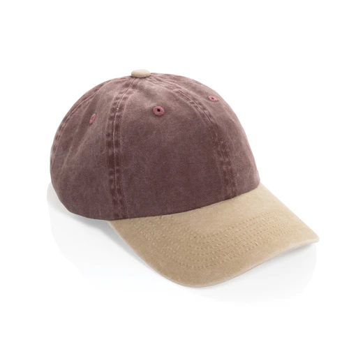 BEAU AWARE™ 6 paneles kétszínű pamut twill sapka (270 g/m²) Piros 