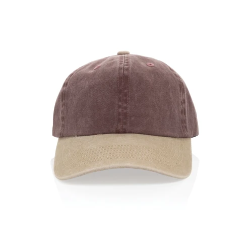 BEAU AWARE™ 6 paneles kétszínű pamut twill sapka (270 g/m²) Piros 