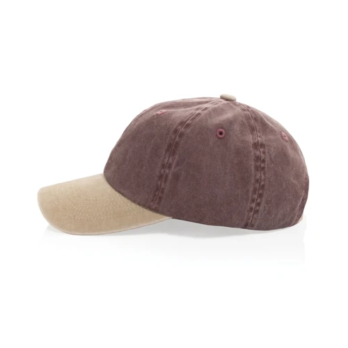 BEAU AWARE™ 6 paneles kétszínű pamut twill sapka (270 g/m²) Piros 
