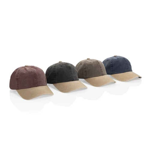 BEAU AWARE™ 6 paneles kétszínű pamut twill sapka (270 g/m²) Piros 