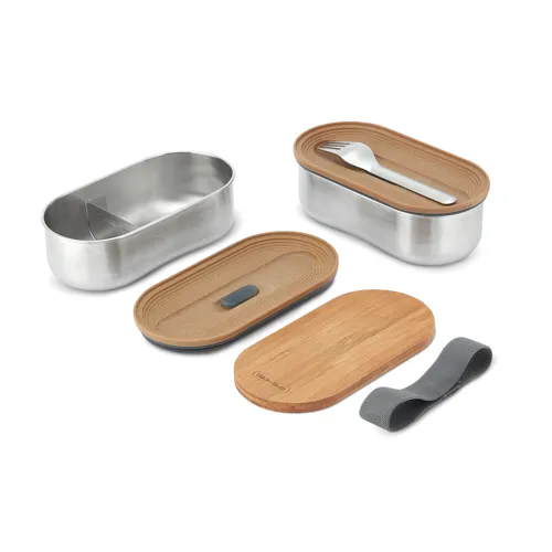 Black+Blum rozsdamentes acél dupla bento doboz Szürke 