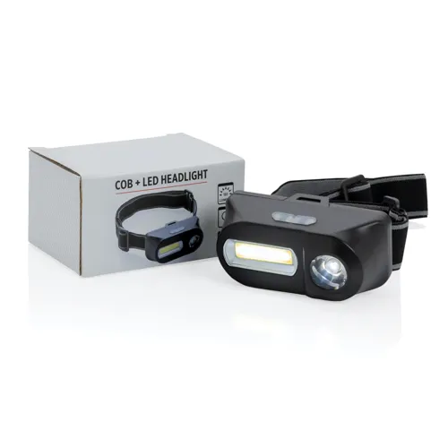 COB és LED fejlámpa Fekete 