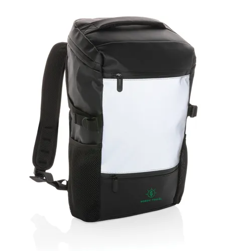 Fényvisszaverő PU 15,6"-os laptop hátizsák Fekete 