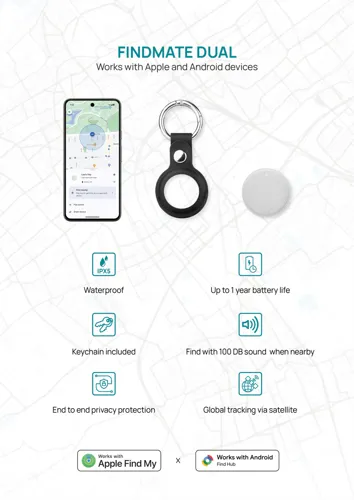 Findmate Dual RCS újrahaszn. műanyag tárgykereső IPX 5 Fehér 