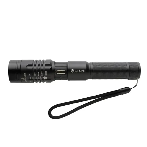 Gear X USB újratölthető zseblámpa Fekete 