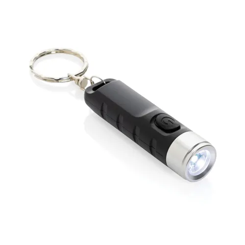 Globix RCS újrah. műanyag USB tölthető kulcstartó zseblámpa Fekete 