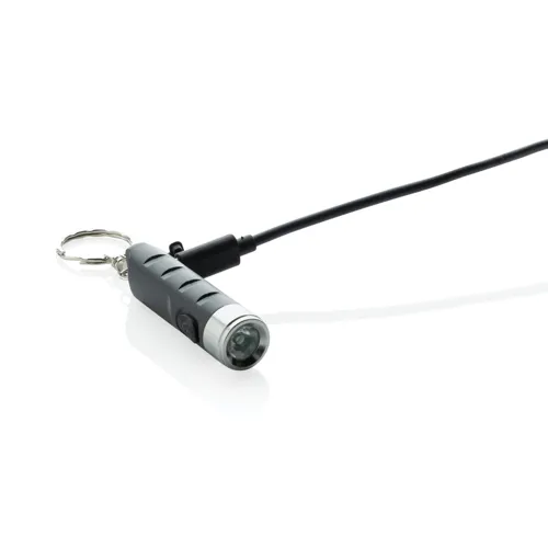 Globix RCS újrah. műanyag USB tölthető kulcstartó zseblámpa Fekete 