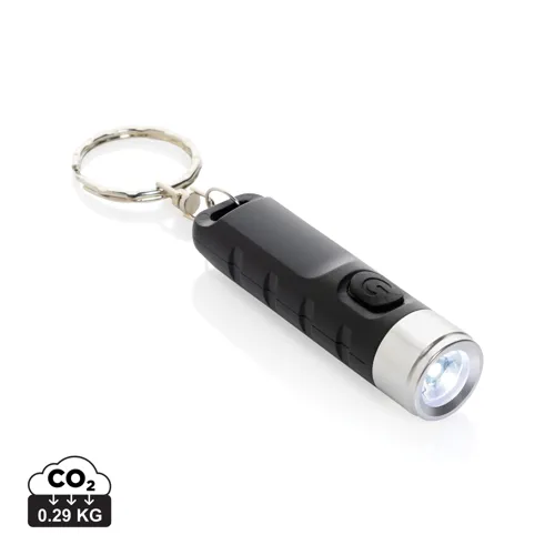 Globix RCS újrah. műanyag USB tölthető kulcstartó zseblámpa Fekete 