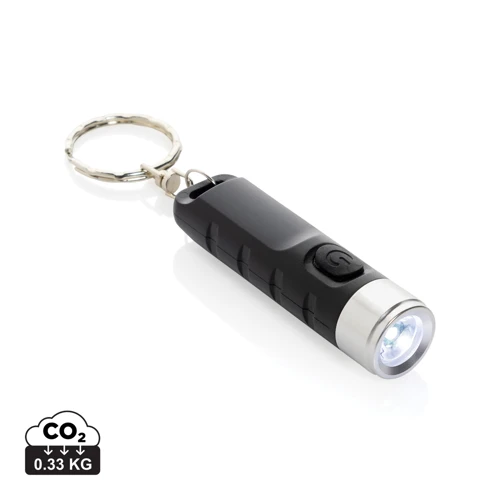 Globix RCS újrah. műanyag USB tölthető kulcstartó zseblámpa Fekete 