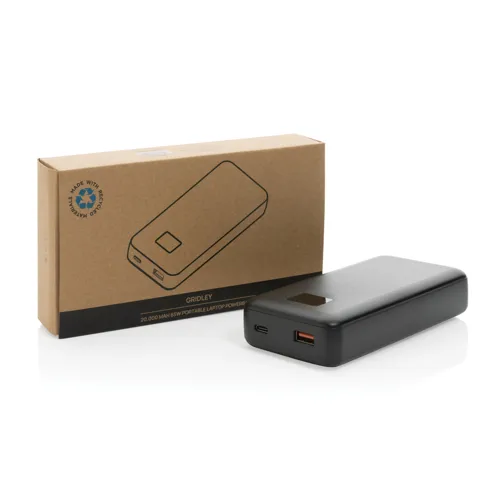 Gridley RCS újrah. műanyag 20 000 mAh 65W laptop powerbank Fekete 