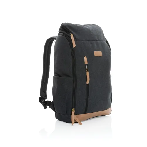 Impact AWARE™ 16oz. újrahasznosított vászon laptop hátizsák Fekete 