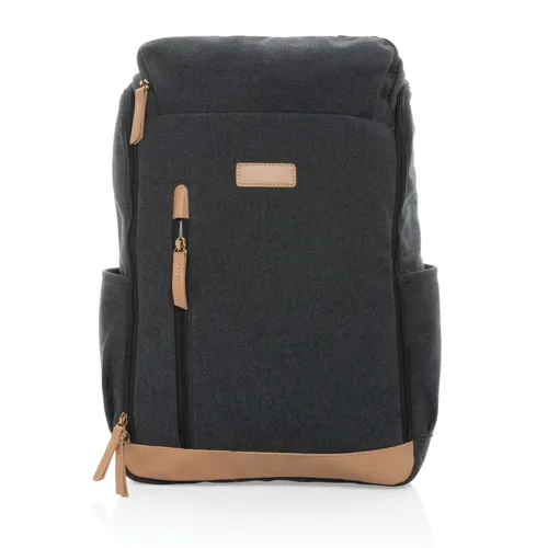 Impact AWARE™ 16oz. újrahasznosított vászon laptop hátizsák Fekete 