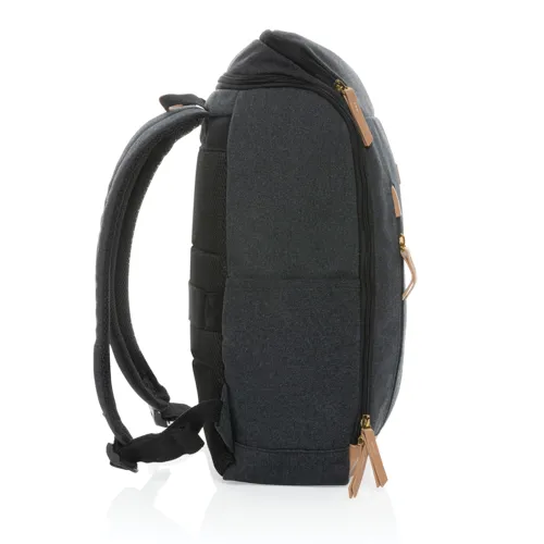 Impact AWARE™ 16oz. újrahasznosított vászon laptop hátizsák Fekete 