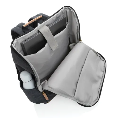 Impact AWARE™ 16oz. újrahasznosított vászon laptop hátizsák Fekete 