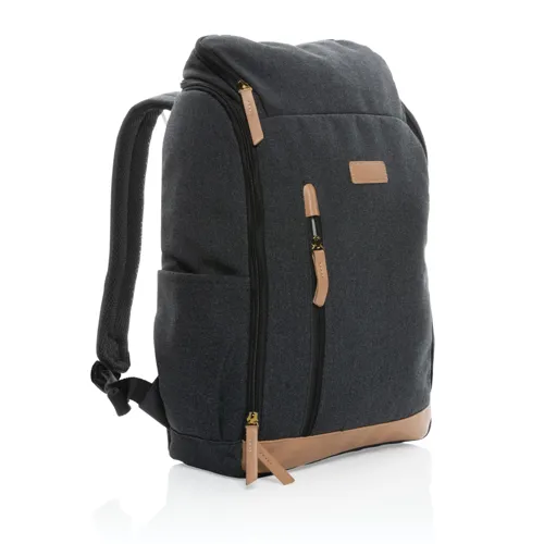 Impact AWARE™ 16oz. újrahasznosított vászon laptop hátizsák Fekete 