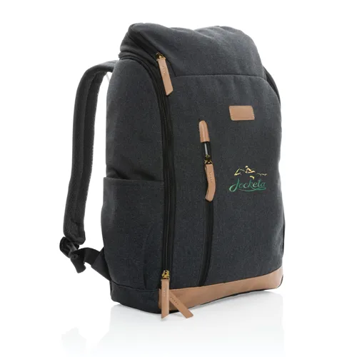 Impact AWARE™ 16oz. újrahasznosított vászon laptop hátizsák Fekete 