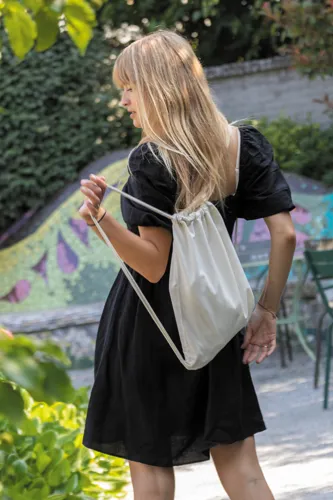 Impact AWARE™ újrahasznosított vászon, zsinóros hátizsák 145 Fehér 
