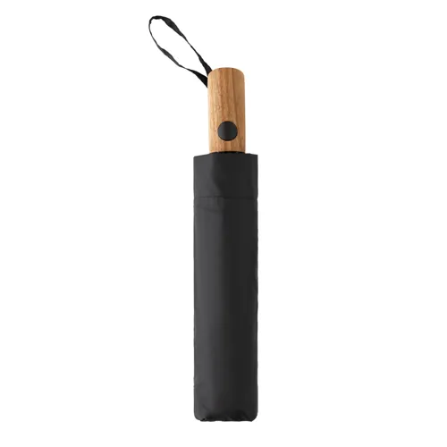 Kaycey 21" AWARE™ RPET akácfa mini auto nyitású esernyő Fekete 