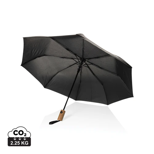 Kaycey 21" AWARE™ RPET akácfa mini auto nyitású esernyő Fekete 