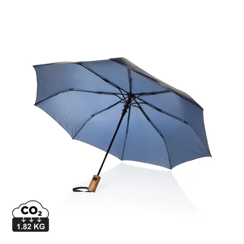 Kaycey 21" AWARE™ RPET akácfa mini auto nyitású esernyő Kék 