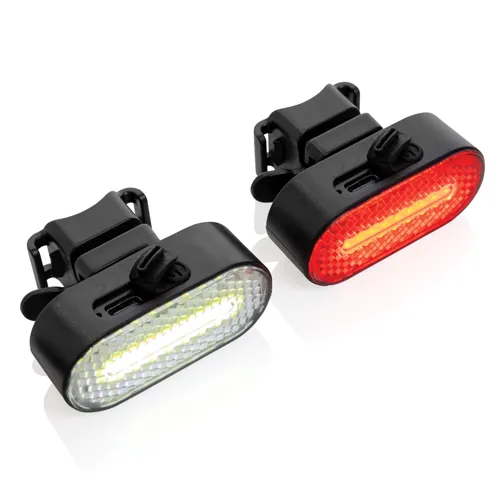 Lumino RCS újrahaszn. műanyag USB újratölthető kerékpárlámpa Fekete 