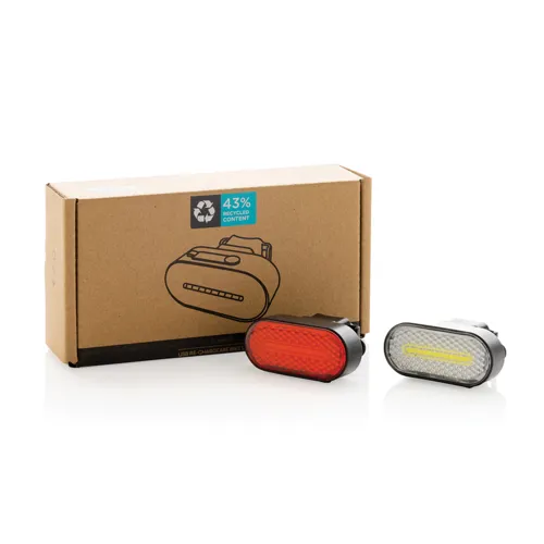 Lumino RCS újrahaszn. műanyag USB újratölthető kerékpárlámpa Fekete 