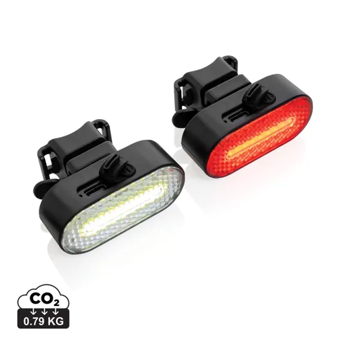 Lumino RCS újrahaszn. műanyag USB újratölthető kerékpárlámpa Fekete 
