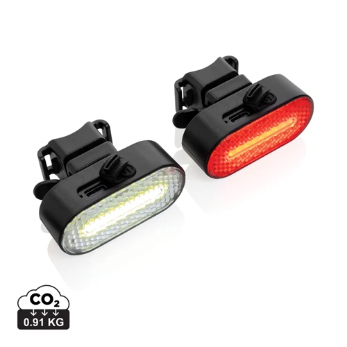 Lumino RCS újrahaszn. műanyag USB újratölthető kerékpárlámpa Fekete 
