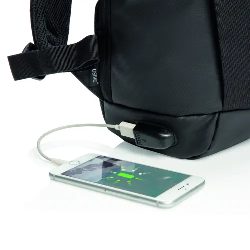 Madrid lopásgátló RFID USB laptop hátizsák, PVC-mentes Fekete 