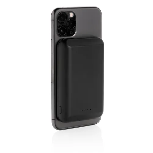 Mágneses 5W-os vezeték nélküli töltős 5000 mAh powerbank Fekete 