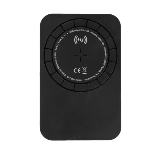 Mágneses 5W-os vezeték nélküli töltős 5000 mAh powerbank Fekete 