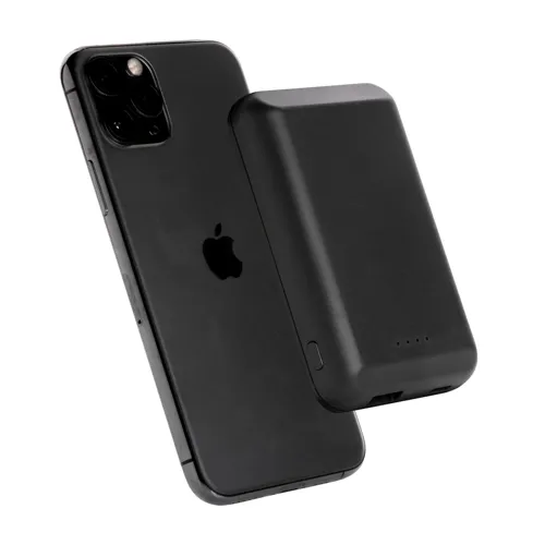 Mágneses 5W-os vezeték nélküli töltős 5000 mAh powerbank Fekete 