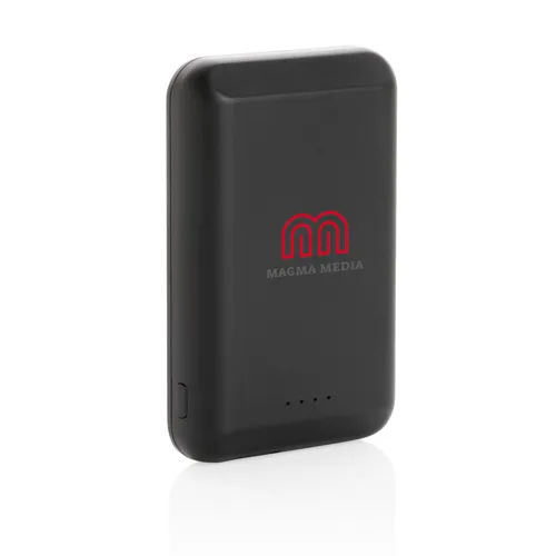 Mágneses 5W-os vezeték nélküli töltős 5000 mAh powerbank Fekete 