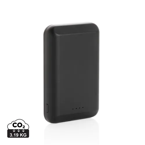 Mágneses 5W-os vezeték nélküli töltős 5000 mAh powerbank Fekete 