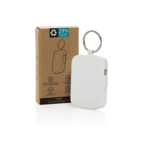 Nexo RCS kulcstartó 20 000 mAh-s powerbank integrált kábelek Fehér 