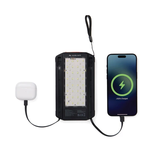 Nordic Drift Titan 10 000 mAh-s napelemes powerbank Fekete 