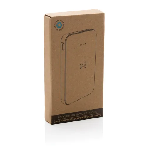 RCS újrah. műanyag 5000 mAh 5W-os vezeték nélküli powerbank Fehér 