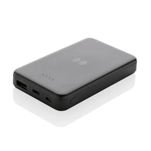 RCS újrah. műanyag 5000 mAh 5W-os vezeték nélküli powerbank Fekete 