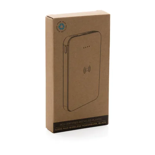 RCS újrah. műanyag 5000 mAh 5W-os vezeték nélküli powerbank Fekete 