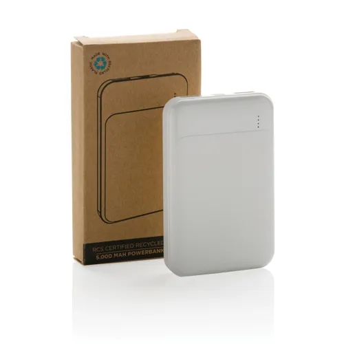 RCS újrahasznosított műanyag 5000 mAh powerbank Fehér 