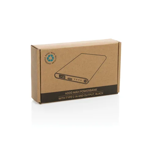 RCS újrahasznosított műanyag/alumínium 4000 mAh powerbank Fekete 