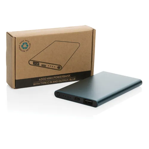 RCS újrahasznosított műanyag/alumínium 4000 mAh powerbank Kék 