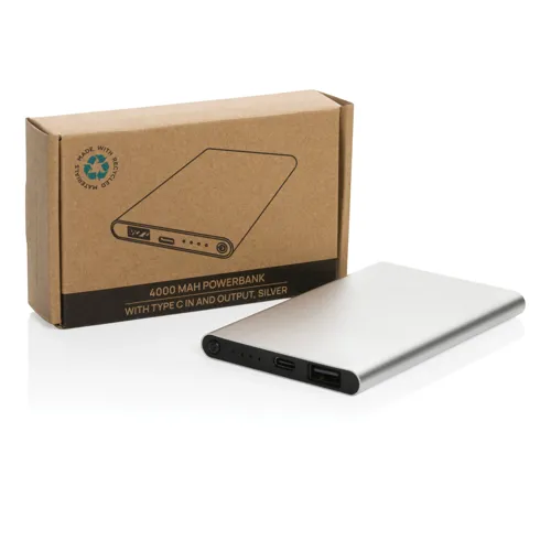 RCS újrahasznosított műanyag/alumínium 4000 mAh powerbank Szürke 