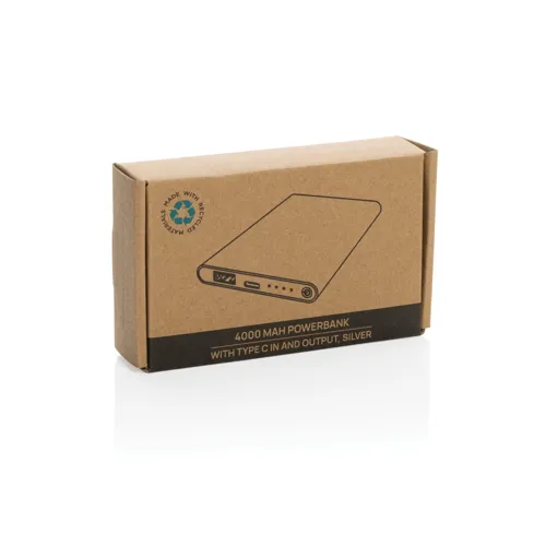 RCS újrahasznosított műanyag/alumínium 4000 mAh powerbank Szürke 