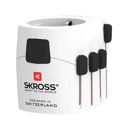 SKROSS Pro 3 pólusú világjáró adapter utazáshoz Fehér 