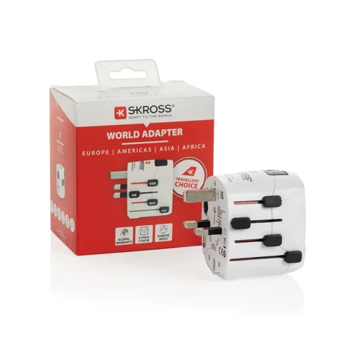 SKROSS Pro 3 pólusú világjáró adapter utazáshoz Fehér 