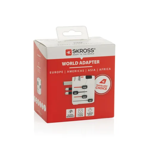 SKROSS Pro 3 pólusú világjáró adapter utazáshoz Fehér 